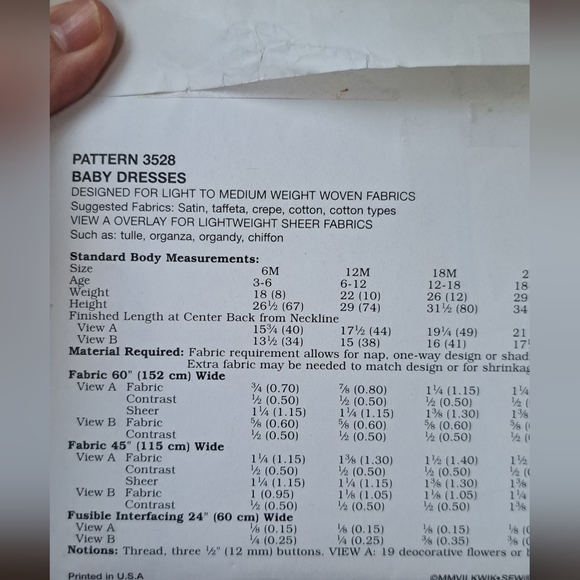 Beautiful Kwik Sew Pattern For  6-24 Mo. Girl  3528. Cut/All peices here - Picture 4 of 4
